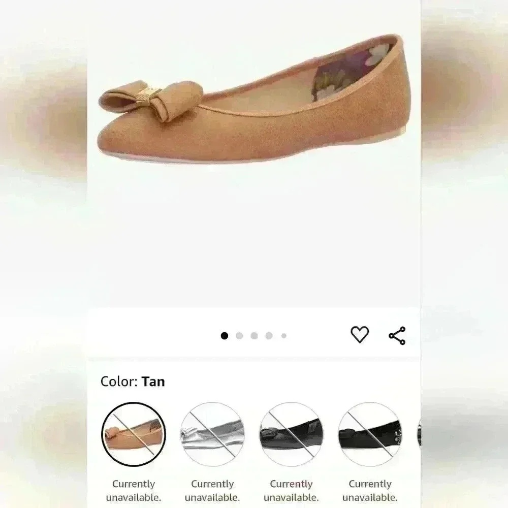 Ted Baker Brown Pebbled Leather Bow Ballerinas - Picture 2 of 7